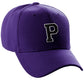 Classic Baseball Hat Custom A to Z Initial Team Letter, Purple Cap White Black