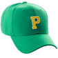 Classic Baseball Hat Custom A to Z Initial Team Letter, Green Cap White Gold