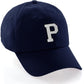 I&W Hatgear Customized Letter Initial Baseball Hat A to Z Team Colors, Navy Cap Black White