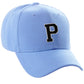 Classic Baseball Hat Custom A to Z Initial Team Letter, Sky Cap White Black