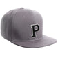 Classic Snapback Hat Custom A to Z Initial Letters, Light Grey Cap White Black