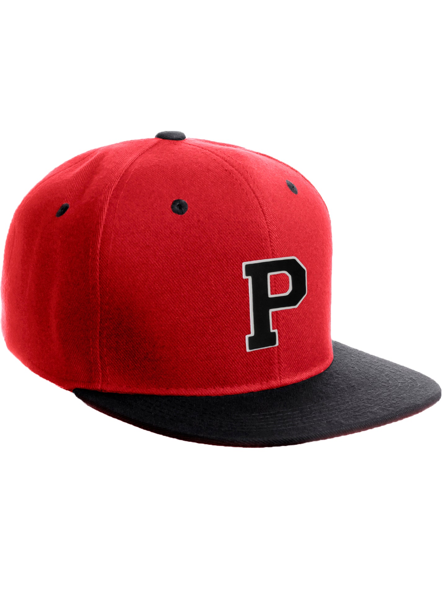 Classic Snapback Hat Custom A to Z Initial Letters, Red Black Cap White Black