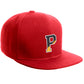 Daxton Classic Snapback Initial Numbers Letters Flat Bill Visor Red Cap