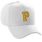Classic Baseball Hat Custom A to Z Initial Team Letter, White Cap Black Gold