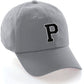 Custom Hat A to Z Initial Letters Classic Baseball Cap, Light Grey White Black