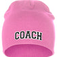 Coach Arch Letters Winter Knit Cuffless Beanie 3D Raised Layers
