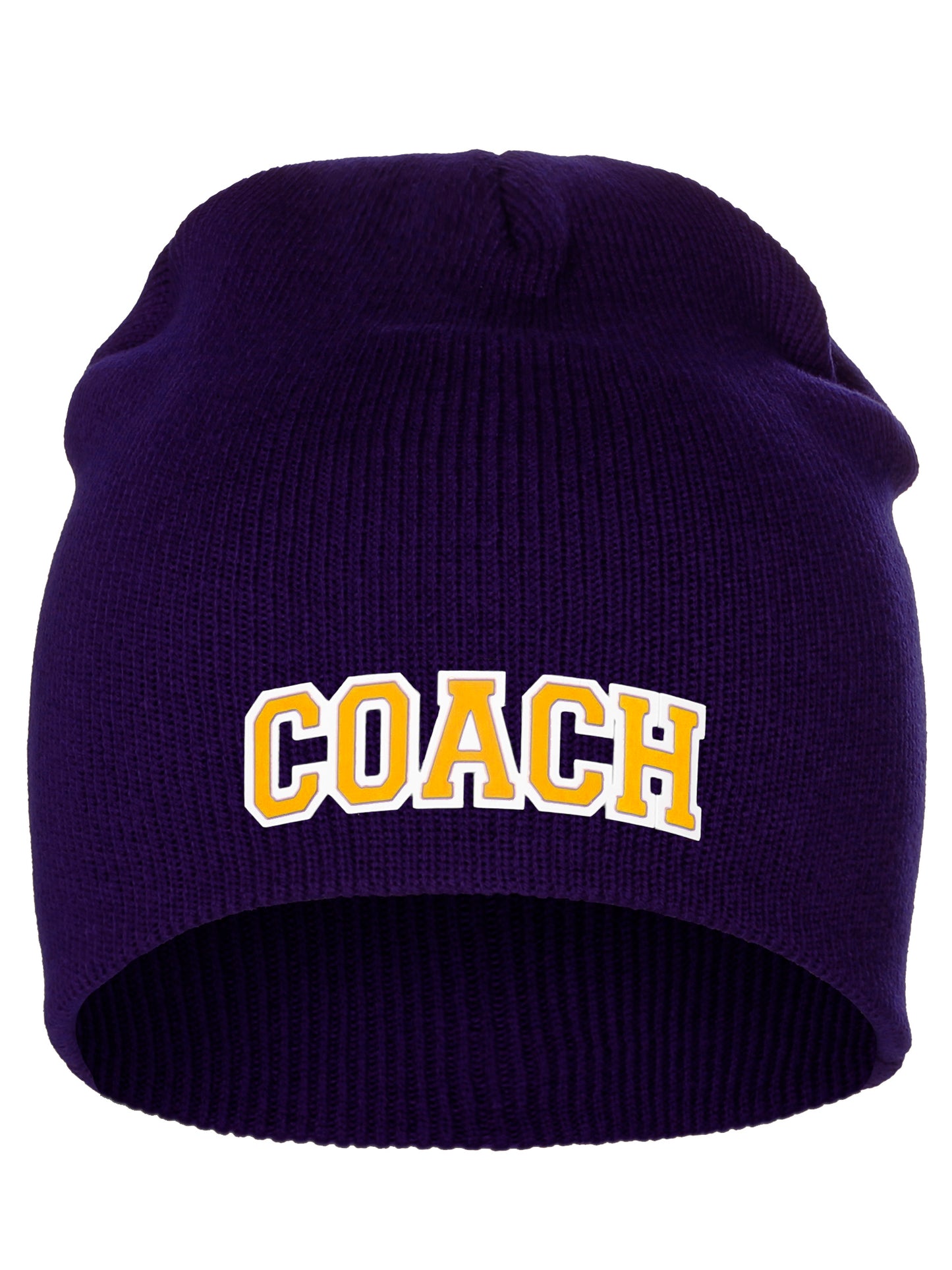 Coach Arch Letters Winter Knit Cuffless Beanie 3D Raised Layers