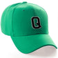 Classic Baseball Hat Custom A to Z Initial Team Letter, Green Cap White Black