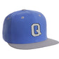 Classic Snapback hat Custom A to Z Initial Letters, Blue Gray Cap Black White