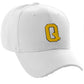 Classic Baseball Hat Custom A to Z Initial Team Letter, White Cap Black Gold