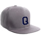 Classic Snapback Hat Custom A to Z Initial Letters, Light Grey Cap White Navy