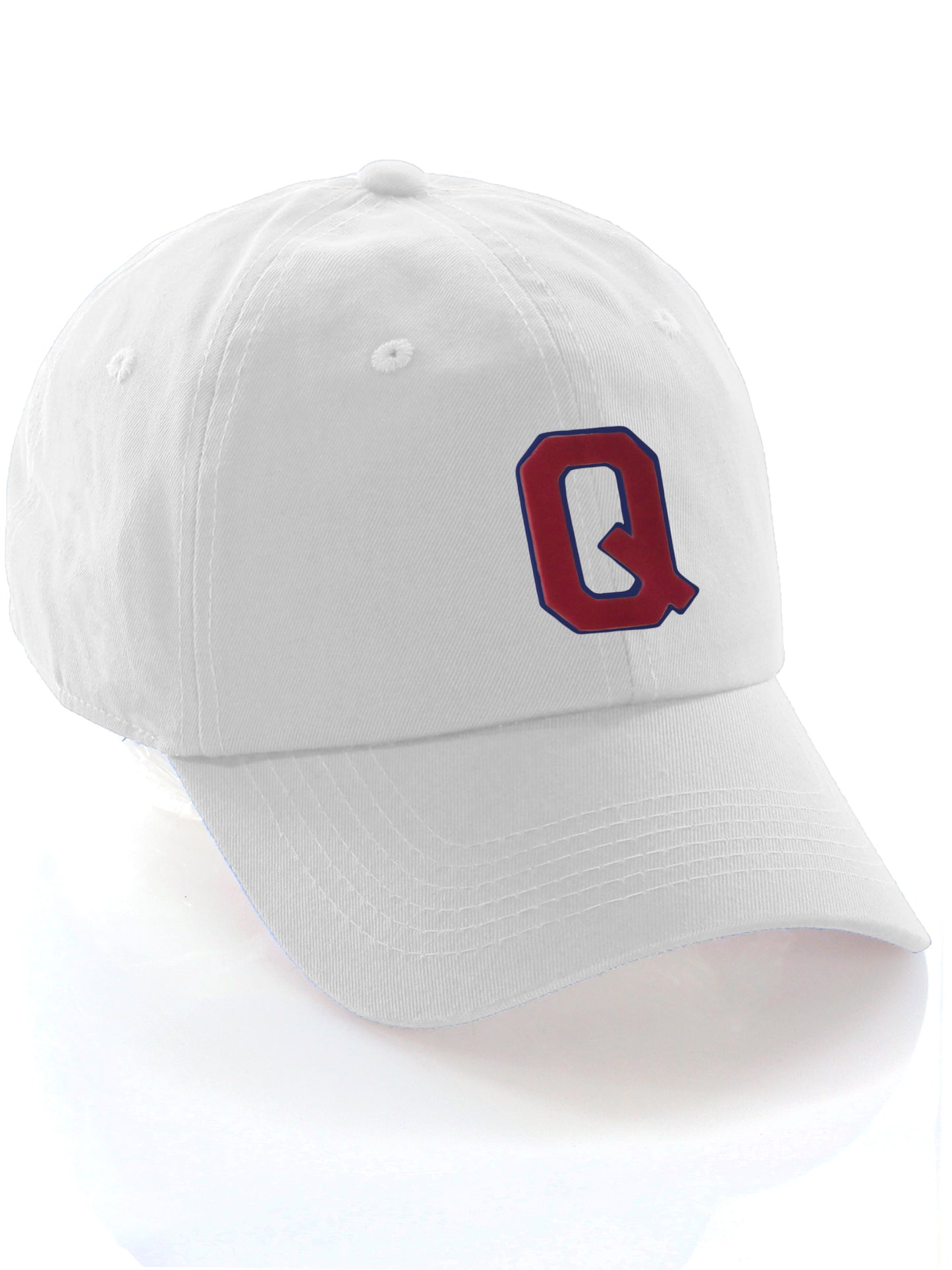 I&W Hatgear Customized Letter Initial Baseball Hat A to Z Team Colors, White Cap Blue Red
