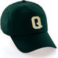 Custom Hat A to Z Initial Letters Classic Baseball Cap, Dk Green Hat Gold White