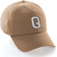 I&W Hatgear Customized Letter Initial Baseball Hat A to Z Team Colors, Khaki Cap Black White