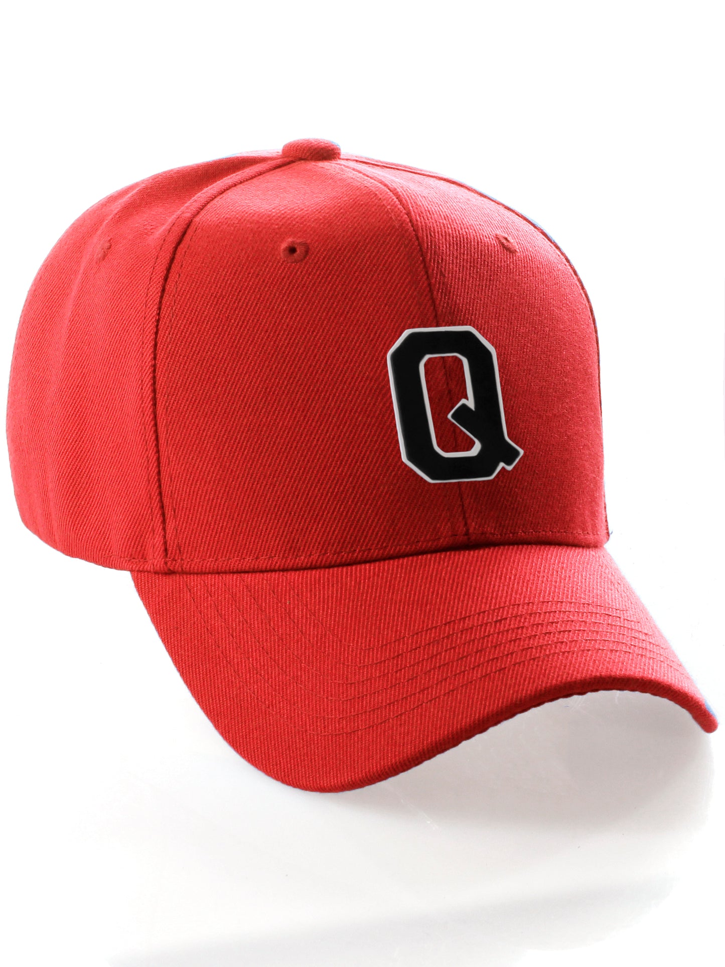 Classic Baseball Hat Custom A to Z Initial Team Letter, Red Cap White Black