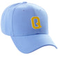 Classic Baseball Hat Custom A to Z Initial Team Letter, Sky Cap White Gold
