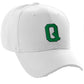 Classic Baseball Hat Custom A to Z Initial Team Letter, White Cap Black Green