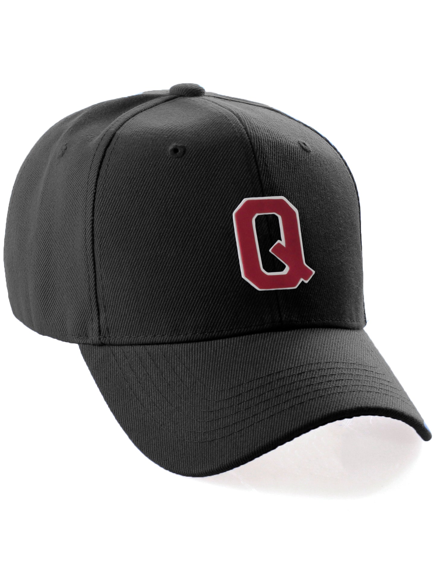 Classic Baseball Hat Custom A to Z Initial Team Letter, Black Cap White Red Letters