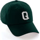 Custom Hat A to Z Initial Letters Classic Baseball Cap, Dk Green Hat Black White