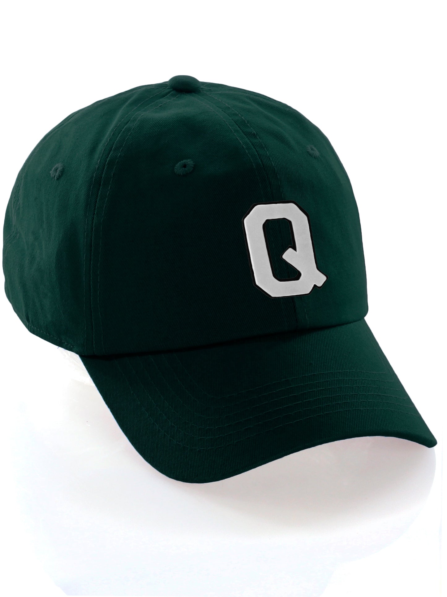 Custom Hat A to Z Initial Letters Classic Baseball Cap, Dk Green Hat Black White