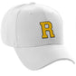 Classic Baseball Hat Custom A to Z Initial Team Letter, White Cap Black Gold