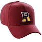 Daxton Two Tone Initial Numbers Letters Structured Baseball Burgundy Hat