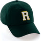 Custom Hat A to Z Initial Letters Classic Baseball Cap, Dk Green Hat Gold White