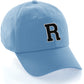 Customized Letter Initial Baseball Hat A to Z Team Colors, Sky Cap White Black