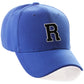 Classic Baseball Hat Custom A to Z Initial Team Letter, Blue Cap White Black