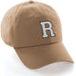 I&W Hatgear Customized Letter Initial Baseball Hat A to Z Team Colors, Khaki Cap Black White