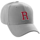 Classic Baseball Hat Custom A to Z Initial Team Letter, Lt Gray Cap White Red