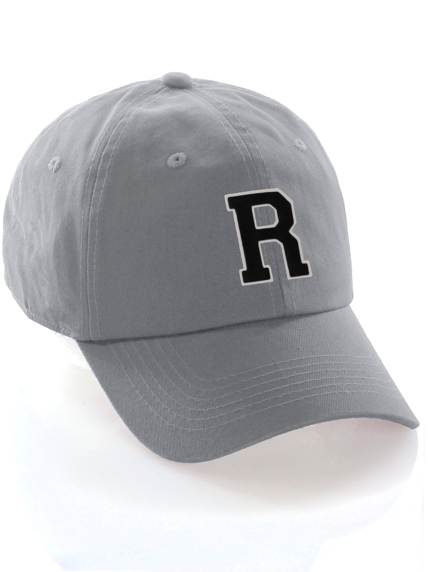 Custom Hat A to Z Initial Letters Classic Baseball Cap, Light Grey White Black