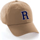 I&W Hatgear Customized Letter Initial Baseball Hat A to Z Team Colors, Khaki Cap White Navy