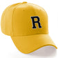 Classic Baseball Hat Custom A to Z Initial Team Letter, Yellow Cap White Black