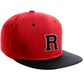Classic Snapback Hat Custom A to Z Initial Letters, Red Black Cap White Black