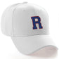 Classic Baseball Hat Custom A to Z Initial Team Letter, White Cap Red Blue