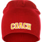 Coach Arch Letters Winter Knit Cuffless Beanie 3D Raised Layers