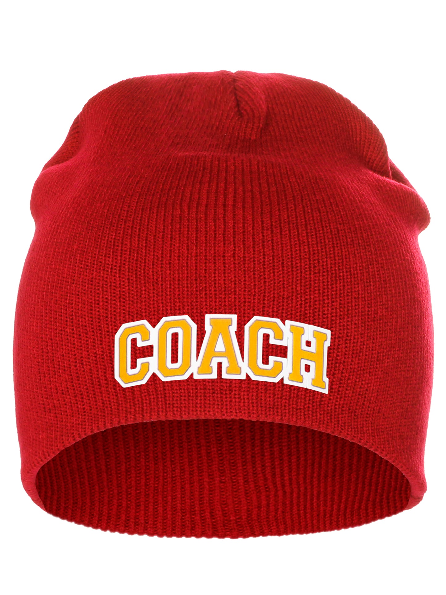 Coach Arch Letters Winter Knit Cuffless Beanie 3D Raised Layers