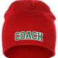 Coach Arch Letters Winter Knit Cuffless Beanie 3D Raised Layers
