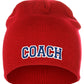 Coach Arch Letters Winter Knit Cuffless Beanie 3D Raised Layers