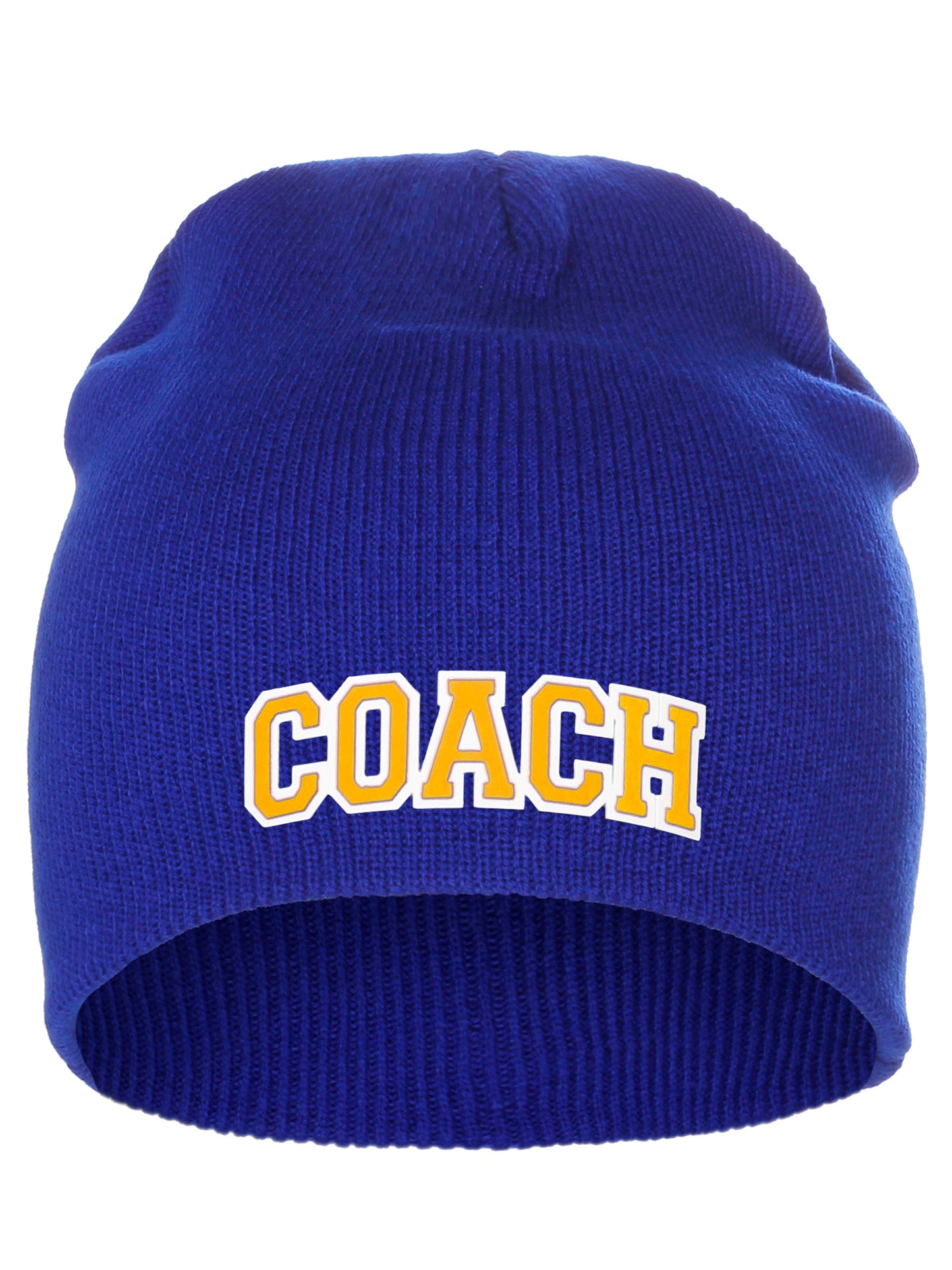 Coach Arch Letters Winter Knit Cuffless Beanie 3D Raised Layers