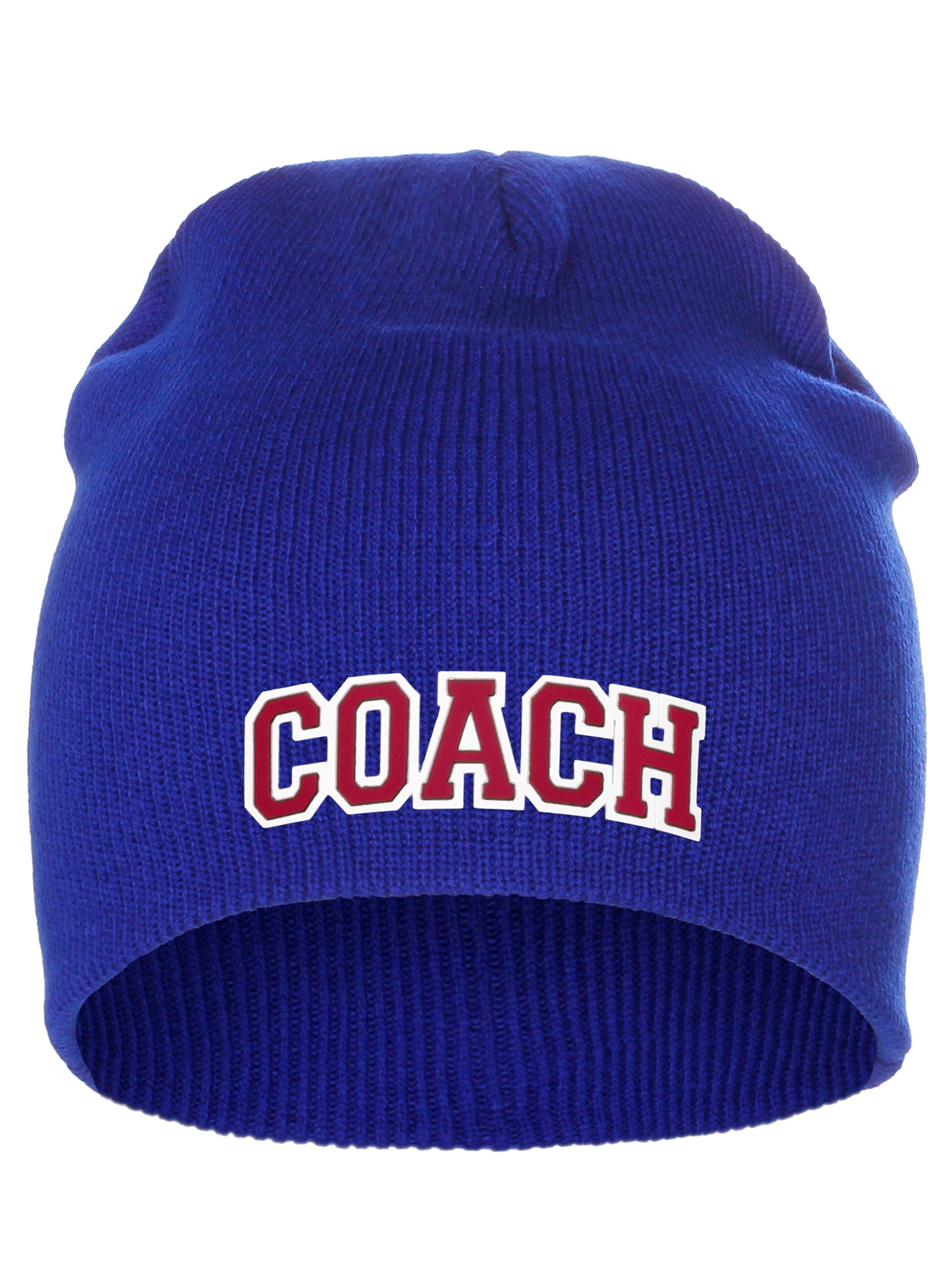 Coach Arch Letters Winter Knit Cuffless Beanie 3D Raised Layers