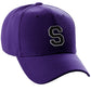 Classic Baseball Hat Custom A to Z Initial Team Letter, Purple Cap White Black