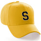 Classic Baseball Hat Custom A to Z Initial Team Letter, Yellow Cap White Black
