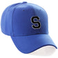Classic Baseball Hat Custom A to Z Initial Team Letter, Blue Cap White Black