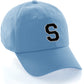 Customized Letter Initial Baseball Hat A to Z Team Colors, Sky Cap White Black