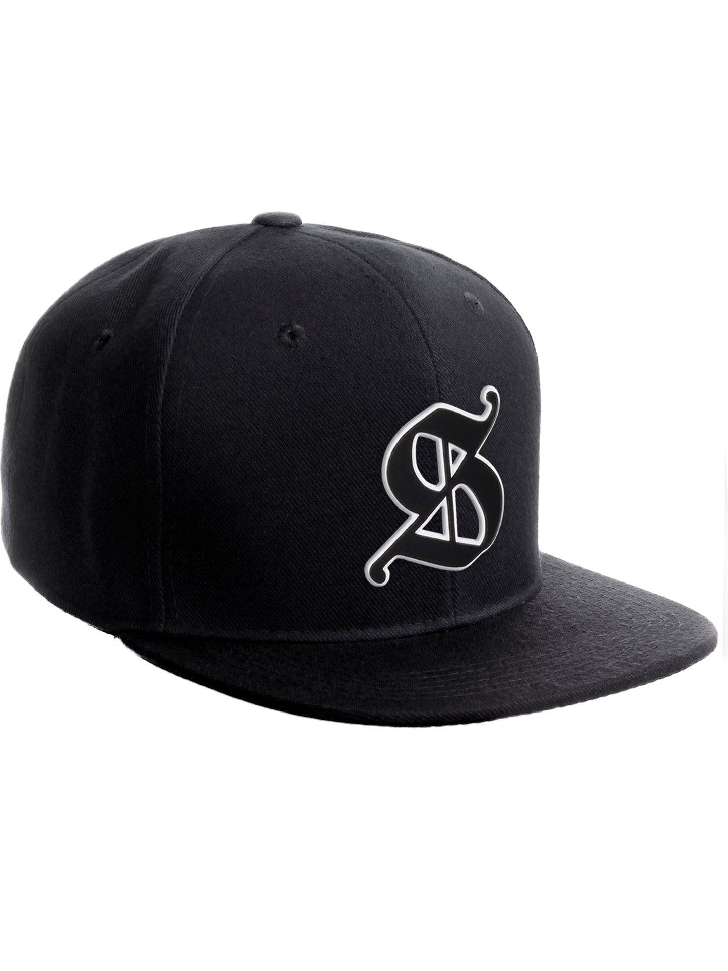 Daxton Classic Snapback Old English Alphabet A to Z Numbers Initials Flat Bill Visor Cap