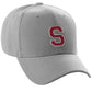 Classic Baseball Hat Custom A to Z Initial Team Letter, Lt Gray Cap White Red