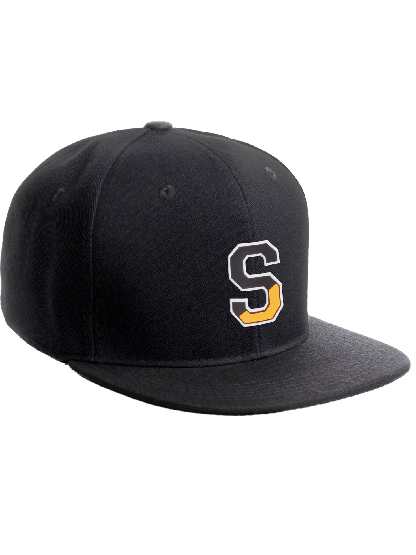 Daxton Classic Snapback Initial Numbers Letters Flat Bill Visor Black Cap