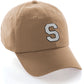 I&W Hatgear Customized Letter Initial Baseball Hat A to Z Team Colors, Khaki Cap Black White